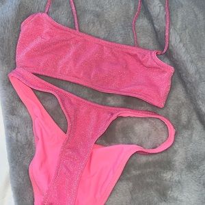 BRAND NEW SPARKLY HOT PINK TRIANGL BIKINI